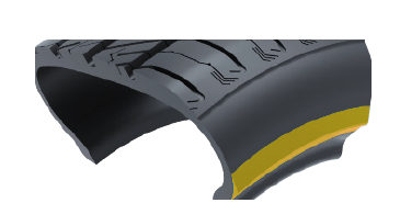 轮辋保护胶条加深设计，避免路面行驶中胎侧和轮毂异物撞击刮擦